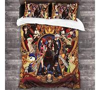 NICHIYOBI Kingdom Hearts Sora Riku Kairi Parure de lit, housse de couette et taie d'oreiller, en microfibre, impression numérique 3D, parure de lit 3 pièces (11, lit simple 135 x 200 cm + 80 x 80 cm)