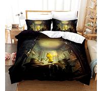 NICHIYOBI Little Nightmares Parure de lit 3 pièces avec housse de couette et taie d'oreiller, microfibre, impression numérique 3D (5, King 240 x 220 cm)