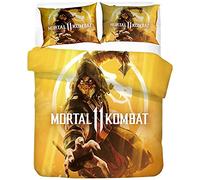 NICHIYOBI Mortal Kombat Parure de lit 3 pièces avec housse de couette et taie d'oreiller, microfibre, impression numérique 3D (1, simple 135 x 200 cm)