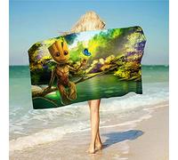 NICHIYOBI Serviette de bain Guardians of The Galaxy Groot - Impression numérique 3D - Douce et moelleuse - Aspect tendance - Serviette de voyage - Doux et résistant à la lumière (15,100 x 200 cm)