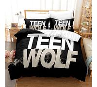 NICHIYOBI Teen Wolf Parure de lit, housse de couette et taie d'oreiller, en microfibre, impression numérique 3D, parure de lit en trois pièces (23, simple 135 x 200 cm + 80 x 80 cm)