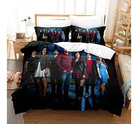 NICHIYOBI Teen Wolf Parure de lit, housse de couette et taie d'oreiller, en microfibre, impression numérique 3D, parure de lit en trois pièces (13, simple 135 x 200 cm + 80 x 80 cm)
