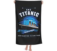 NICHIYOBI Titanic Serviettes de plage avec impression numérique 3D, aspect tendance, serviette de voyage, douce et résistante à la lumière (3,100 cm x 180 cm)