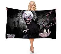NICHIYOBI Tokyo Ghoul Serviette de bain en impression numérique 3D, douce et moelleuse, aspect tendance, serviette de voyage, douce et résistante à la lumière (1,75 cm x 150 cm)