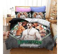 NICHIYOBI World Wrestling Entertainment WWE Parure de lit, housse de couette et taie d'oreiller, en microfibre, impression numérique 3D, parure de lit en trois pièces (12, simple 135 x 200 cm)