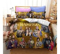 NICHIYOBI World Wrestling Entertainment WWE Parure de lit, housse de couette et taie d'oreiller, en microfibre, impression numérique 3D, parure de lit en trois pièces (7, double 200 x 200 cm)