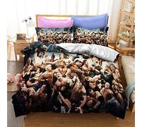 NICHIYOBI World Wrestling Entertainment WWE Parure de lit, housse de couette et taie d'oreiller, en microfibre, impression numérique 3D, parure de lit en trois pièces, (4, simple 135 x 200 cm)