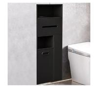 Nicho Armoire de salle de bain en acier inoxydable 304 avec support de papier toilette intégré pour chambre à coucher, bureau, cuisine (noir, 30 x 78 x 14 cm)