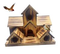 Nichoir à oiseaux à 5 trous pour 5 familles, abris en bois pour oiseaux bleus à l'extérieur pour hirondelle d'arbre, retraite à plumes suspendues pour jardin