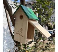 Nichoir à oiseaux à peindre avec tube en métal, bois épais, kit de construction - Nichoir pour oiseaux pour l'extérieur - Résistant aux intempéries - Nichoir pour hirondelle, roi de clôture, poussins