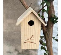 Nichoir à oiseaux à peindre avec tube en métal, bois épais, kit de construction, nichoir pour oiseaux pour extérieur résistant aux intempéries, nichoir pour hirondelle, troglodyte, poussins (jaune, 1