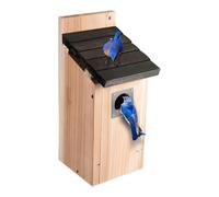 Nichoir à oiseaux à suspendre pour extérieur, bois naturel, toit imperméable, décoration pour terrasse, pelouse, fenêtre, balcon et intérieur 30 x 12 x 12 cm