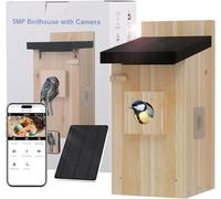 Nichoir à oiseaux avec caméra, caméra intelligente 5 MP avec énergie solaire, caméra de nichoir pour les familles, détection de mouvement et carte SD de 32 Go, montre le nidification et l'éclosion des