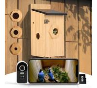 Nichoir à Oiseaux avec Caméra HD 4MP, Nichoir pour Jardin, Résistant aux Intempéries, WiFi 2,4G et Notification d'application, Surveillance de Nidification et d'éclosion, Enregistrement Automatique,A