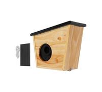Nichoir à oiseaux avec caméra solaire en bois IP65 4400 mAh | Identification des oiseaux IA avec 10 000 espèces - Fonctionne à l'énergie solaire et protection IP65 pour une utilisation