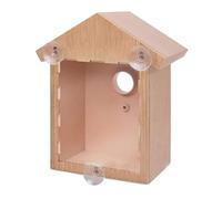 Nichoir à Oiseaux avec fenêtre en Plastique avec Ventouse Forte et Miroir unidirectionnel, Couleur Bois Naturel, nichoir Transparent pour Jardin, Cadeaux pour Oiseaux, nichoir à Oiseaux, nid d'oiseau