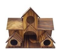 Nichoir À Oiseaux - Bois, Grand Chalet Rustique Pour Animaux De Compagnie, Nichoir De Décoration De Jardin, Multi-trous Inspiré De La Nature | Villa À Oiseaux En Bois, Assemblage Facile, Pour Cour, Ba