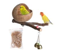 Nichoir à oiseaux - Branche de 24 cm, nichoir respectueux de l'environnement, perchoir pour pinsons, hirondelles, moineaux avec cloche de pomme de pin, abri de jardin à suspendre