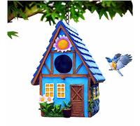 Nichoir à Oiseaux de Jardin à Suspendre à l'extérieur - Joli nichoir pour Oiseaux de Campagne - pour mésanges, Colibri, Arbre à Hirondelle, Cage pour Enfants, Amoureux de la Nature (Bleu)
