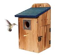 Nichoir à oiseaux en bois attrayant avec barrière en métal et nichoir pour oiseaux avec ventilation
