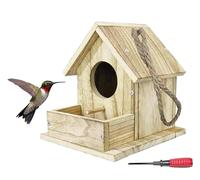 Nichoir à Oiseaux en Bois - Boîte à Mésanges et Rouge-Gorge, Mangeoire Suspendue Résistante aux Intempéries pour Petits Oiseaux, Avec Protection
