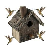 Nichoir à Oiseaux en Bois, Cage Suspendue résistante à l'humidité, décor de Lieu de Repos Chaud pour Oiseaux, 15x10x9cm/5.9x3.9x3.5in, Support d'alimentation pour boîte de