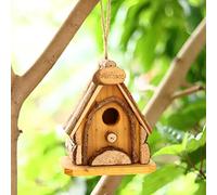 Nichoir à oiseaux en bois naturel pour extérieur, jardin, cour, pendentif cage à oiseaux écologique et durable