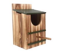Nichoir À Oiseaux En Bois - Nid De Chouette 37 X 31 X 22 Cm, Habitat En Bois Carbonisé, Boîte Extérieure Rustique Avec Entrée Ventilée | Abri Pour Pigeons, Colibris, Arbres De Jardin, Porche Et Fenêtr