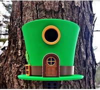Nichoir à oiseaux en forme de chapeau de leprechaun | Décoration de jardin verte fantaisiste | Nichoir d'extérieur pour petits oiseaux | Design PETG résistant aux intempéries
