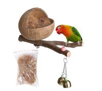 Nichoir à oiseaux en forme de noix de coco pour oiseaux - 12 cm en coquillage naturel, cabane écologique pour perroquet, nid de pinson, abri à noix de coco déchiquetée, cachette pour perruche