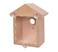 Nichoir à Oiseaux en Plastique pour fenêtre avec Ventouse puissante et Miroir sans Tain Couleur Bois Naturel Transparent Nichoir pour Jardin Cadeaux pour Oiseaux Nichoir