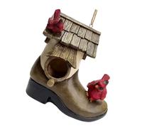 Nichoir à oiseaux en résine pour petits oiseaux, ornement inspiré des bottes avec perchoir, ouverture ronde, clôture de jardin, décoration d ' arbre, décoration de nidification d ' oiseaux, nichoir