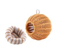 Nichoir à oiseaux en rotin avec crochet tissé à la main pour décoration de jardin en extérieur Maison suspendue