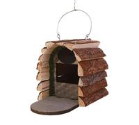 Nichoir à oiseaux extérieur - 15 x 14 x 14 cm en bois de pin non traité pour protéger des intempéries, stabilité du poids de 350 g, grain de bois de pin non traité pour jardin, terrasse