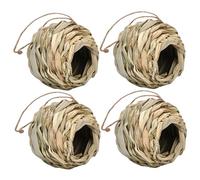 Nichoir à oiseaux | Maisons à colibris pour l'extérieur, 4 pièces, nichoir oiseaux tissé en herbe, nid de colibri suspendu avec corde suspendue, pour décoration de patio, pelouse, jardin, 4, 7x4, 7 p