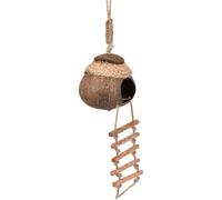 Nichoir à oiseaux naturel en coquillage de noix de coco à suspendre pour petits oiseaux en intérieur ou en extérieur