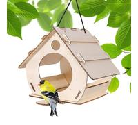 Nichoir À Oiseaux - Nichoir Extérieur en Bois, Refuge d'hiver Suspendu, en Naturel avec Toit, Mangeoire À en Bois DIY | Chalets De Campagne pour Petits Oiseaux, Décoration Artisan