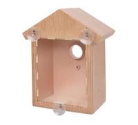 Nichoir à Oiseaux, nid de fenêtre en Plastique avec Ventouse Solide et Miroir unidirectionnel Couleur Bois Naturel, Maison Transparente pour Cadeaux de Jardin