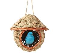 Nichoir à oiseaux - Poche de nid d'herbe tissée, design naturel suspendu, abri respirant | Cabane d'extérieur pour moineau, perruche, pinson, canari dans le jardin, terrasse, balcon