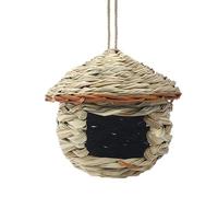 Nichoir à oiseaux tissé à suspendre pour jardin, herbe naturelle, abri avec boucle en corde, cachette extérieure pour petit oiseau pour arbre, terrasse, balcon, décoration de jardin rustique