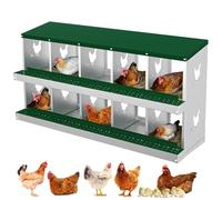 Nichoir à poule à 10 compartiments en métal robuste avec trous respirants et plateforme de repos, nichoir mural ou enroulable pour un nettoyage facile et la collecte des œufs - Vert