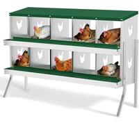 Nichoir à poulet, 10 compartiments en métal pour poulailler, collecte facile des œufs, nettoyage facile, boîtes de ponte avec pieds pour poules, vert