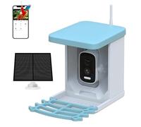 Nichoir avec Caméra, Maison d’Oiseaux avec Caméra, Mangeoire Vidéo WiFi pour Oiseaux, Distributeur Intelligent avec Panneau Solaire & Reconnaissance IA des Oiseaux