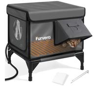 Nichoir chauffant pour chat extérieur, double supports de caméra, 100 % résistant aux intempéries et extrêmement isolé, abri sauvage surélevé avec porte de secours, avant-toits imperméables pour chat