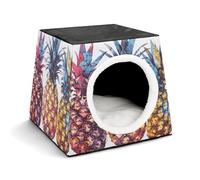 Nichoir confortable à trois motifs ananas pour animaux de compagnie, capsule spatiale, chaud et doux, abri pour animaux de compagnie, niche pour chats d'intérieur, chiens de petite et moyenne taille