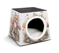 Nichoir confortable Fox in Champignon Grove pour animaux de compagnie Capsule d'espace Chaud Doux Maison pour animaux domestiques Maison pour chats d'intérieur Petits chiens et moyens animaux