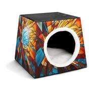 Nichoir confortable orange et blanc pour animaux de compagnie, capsule spatiale, chaud et doux, abri pour animaux domestiques, pour chats d'intérieur, chiens de petite et moyenne taille