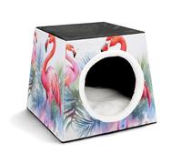 Nichoir confortable pour animaux de compagnie Flamingo Aquarelle - Capsule d'espace chaude et douce - Maison pour animaux domestiques - Pour chats d'intérieur - Petits chiens et moyens animaux