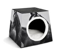 Nichoir confortable pour animaux de compagnie - Noir et blanc - Capsule d'espace chaude et douce - Maison pour animaux domestiques - Pour chats d'intérieur - Petits chiens et moyens animaux
