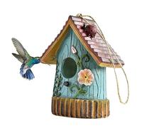 Nichoir de Jardin pour L'extérieur, Maison pour Colibris, Nichoir Suspendu en Résine, Nichoirs Suspendus pour Colibri, Oiseau Bleu, Hirondelle, Troglodyte, Oiseau Rouge-Gorge (A)